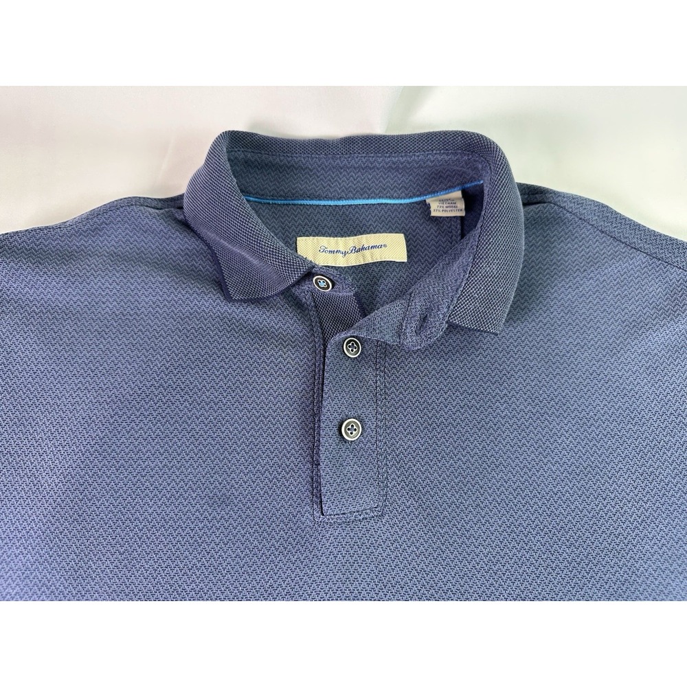 Tommy Bahama‎ Polo Shirt Mens Medium Blue Short Sleeve Modal Polyester